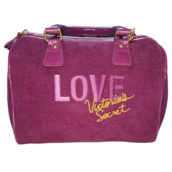 Victoria Secret Small Handbag 90s/Pre-PINK Velour Purple Bag - Picture 8 of 11